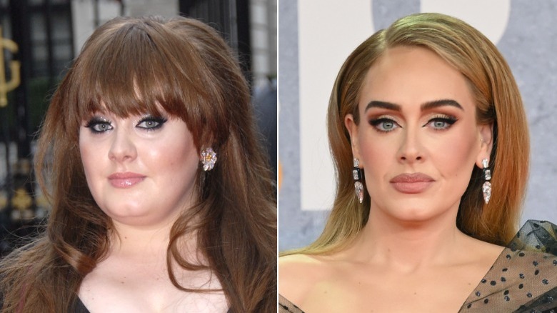 Split image of Adele posing for pictures