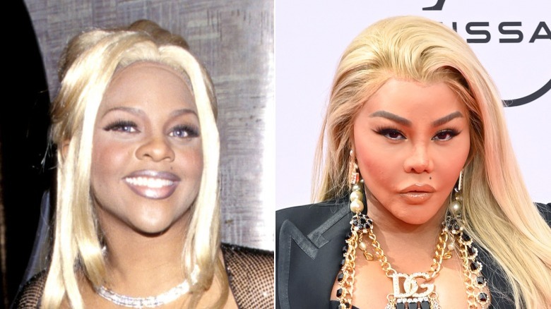 Split image of Lil' Kim posing for photos