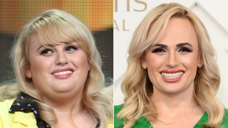 Split image of Rebel Wilson smiling