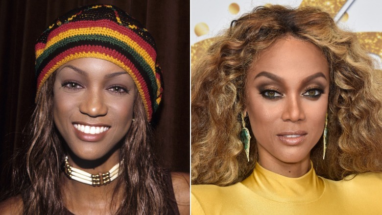 Split image of Tyra Banks smiling