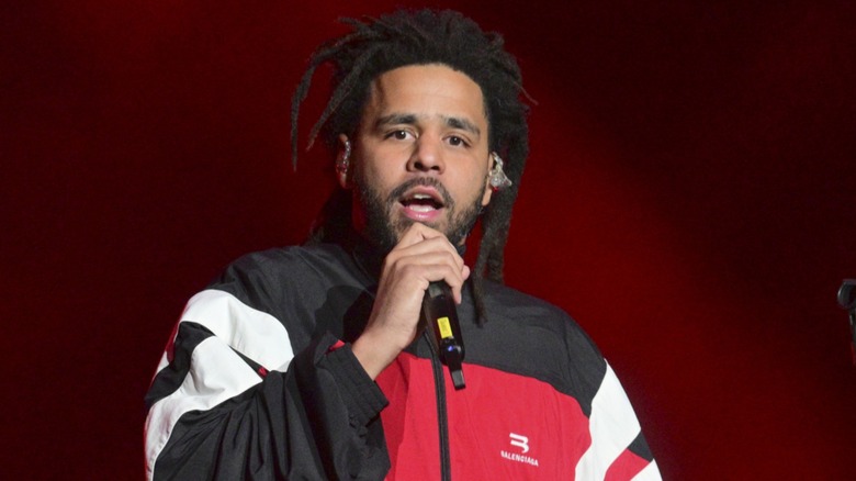 J. Cole performs in a Balenciaga jacket