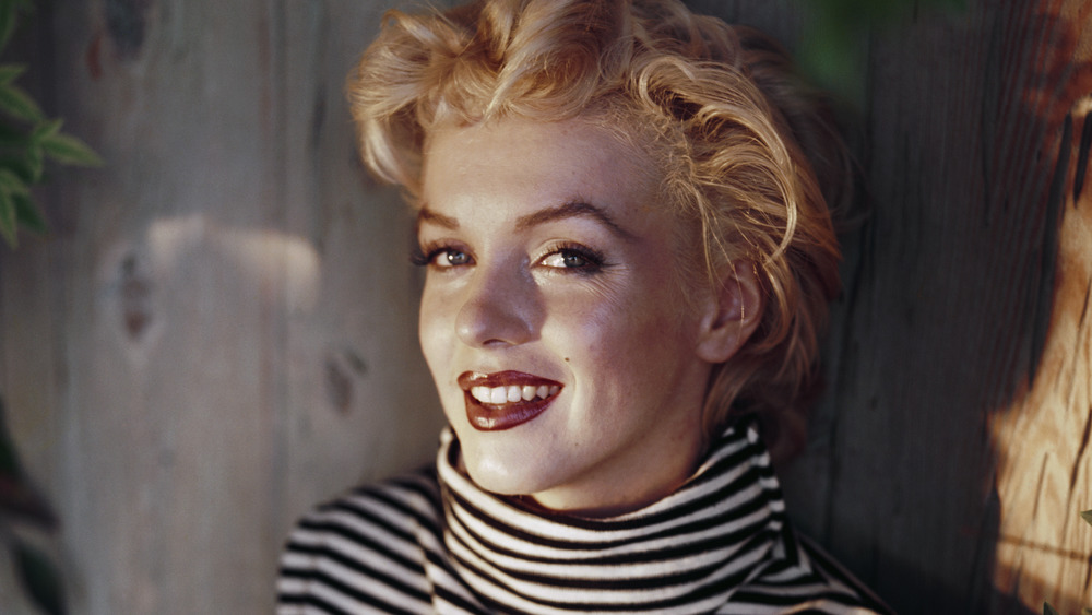 Marilyn Monroe in striped turtleneck