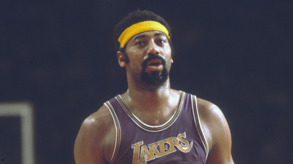 Wilt Chamberlain playing for the Los Angeles Lakers