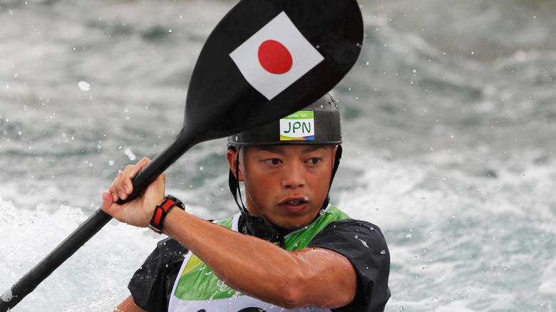 Kazuki Yazawa paddling a kayak