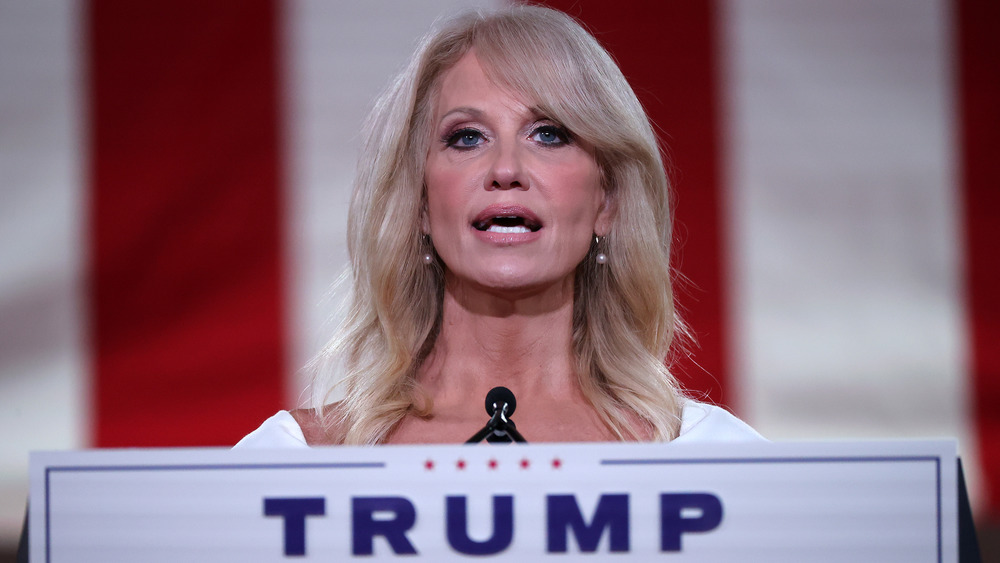 Kellyanne Conway speaking at a campaign event 