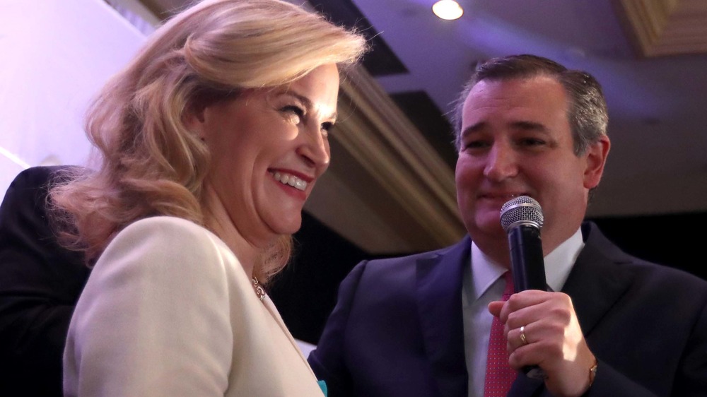 Ted Cruz talks, Heidi Cruz laughs