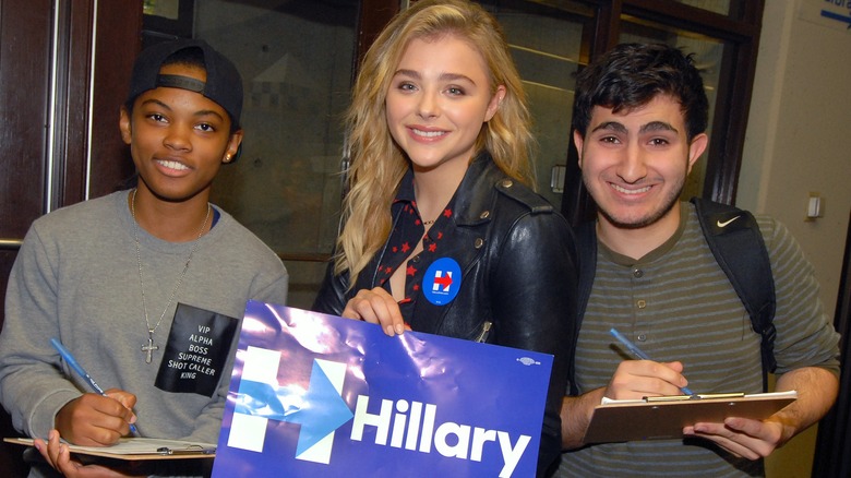 Chloë Grace Moretz on campaign trail, posing