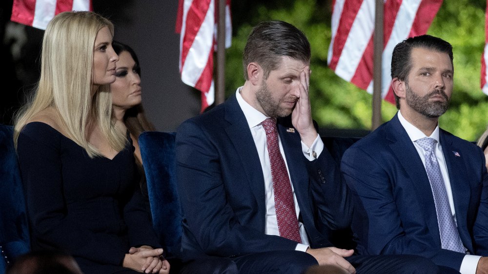 Ivanka Trump, Eric Trump, and Donald Trump Jr. at Donald Trump's acceptance speech for the Republican presidential nomination in 2020