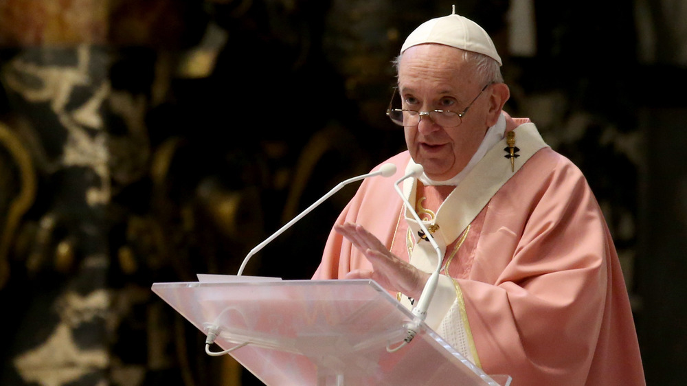 Pope Francis holding homily during a Mass to mark 5th Centenary of the Philippine Church in St. Peter's Basilica