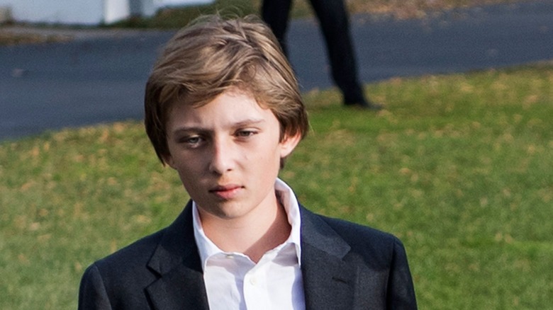 Barron Trump outside