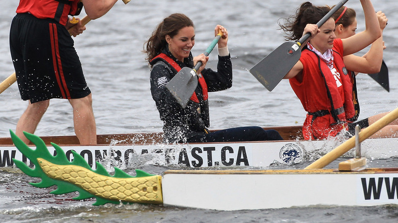 Kate Middleton training on a dragon boat