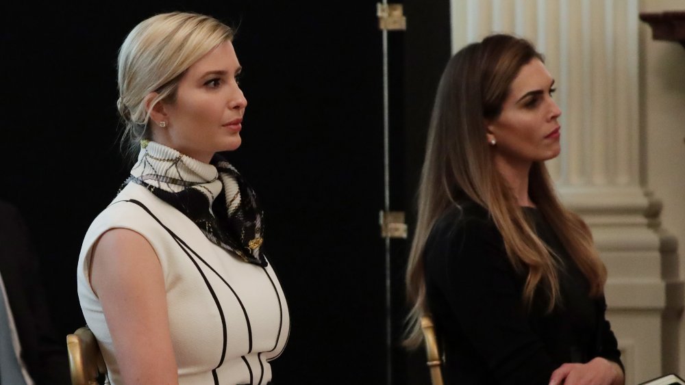 Ivanka Trump and Hope Hicks sitting in a meeting