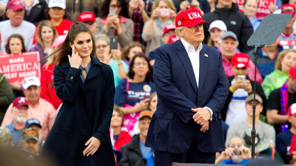 Hope Hicks and Donald Trump at a campaign event