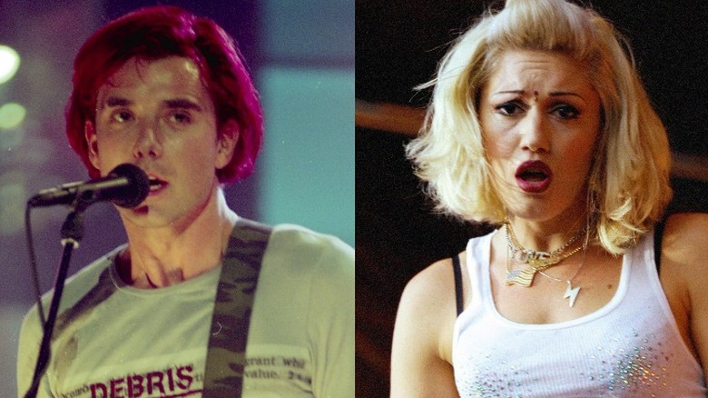 gavin rossdale red hair, gwen stefani crop top and bhindi 