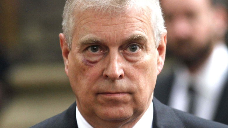 Prince Andrew, Duke of York looking serious