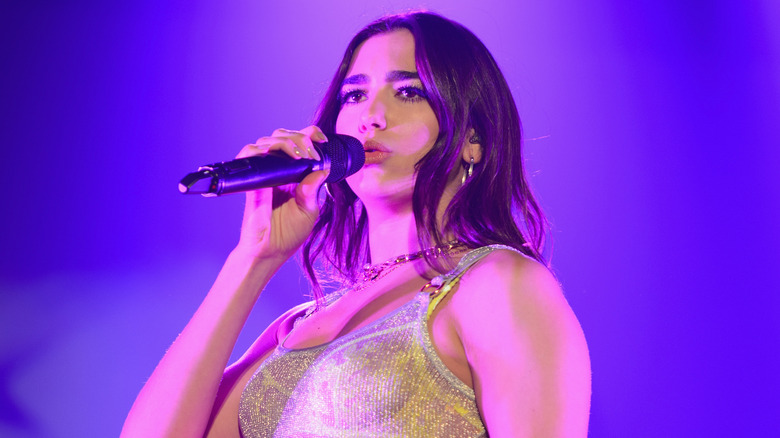 Dua Lipa performing on stage