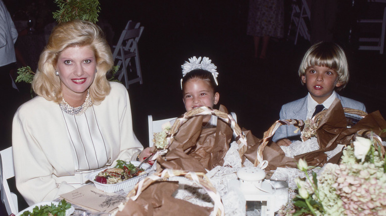 Ivana Trump with her children Ivanka Trump and Eric Trump in 1987