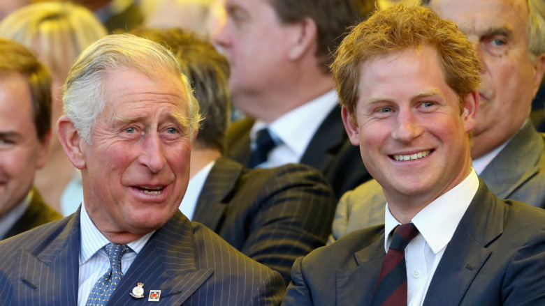 Prince Charles and Prince Harry laughing