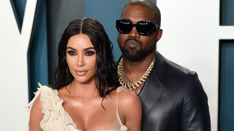 Kim Kardashian and Kanye West attend the 2020 Vanity Fair Oscar Party