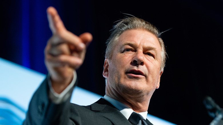 Alec Baldwin making a speech in 2019.