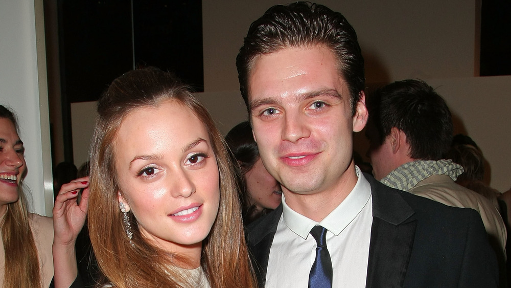 Leighton Meester and Sebastian Stan smiling