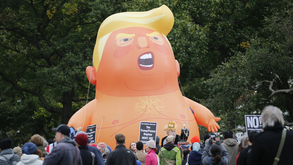 The Trump baby balloon at a protest