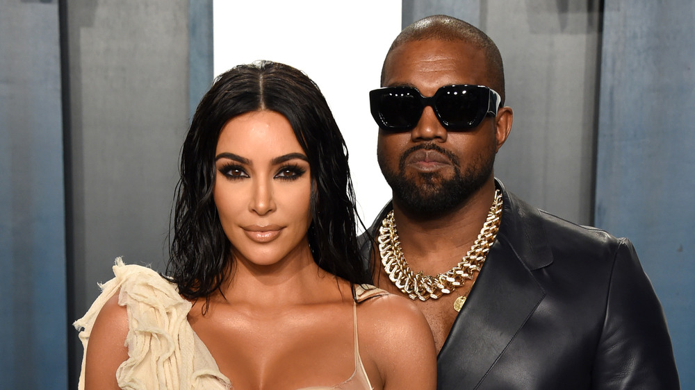 Kim Kardashian and Kanye West at Vanity Fair's Oscar party