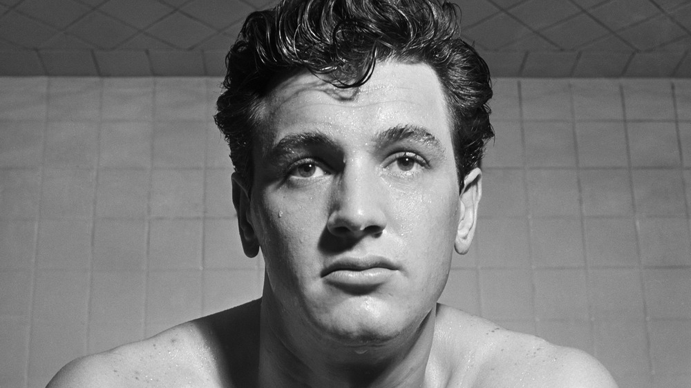 Rock Hudson staring at camera