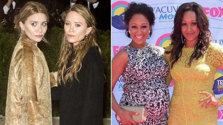 Mary Kate and Ashley Olsen and Tia and Tamera Mowry side by side