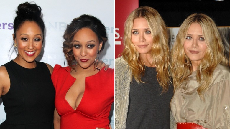 Tia and Tamera Mowry with Ashley and Mary Kate Olsen side by side