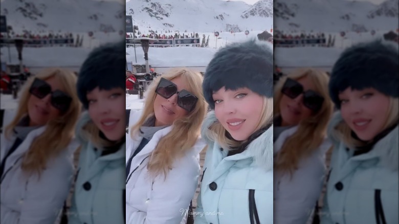 Marla Maples and Tiffany Trump skiing