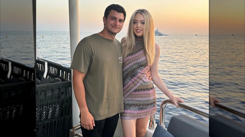 Tiffany Trump and Michael Boulos posing together