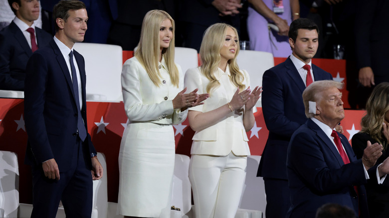 Tiffany Trump next to Ivanka wearing a white outfit