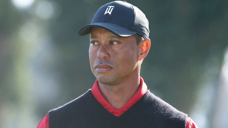 Tiger Woods solemn