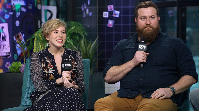 Erin and Ben Napier doing an interview