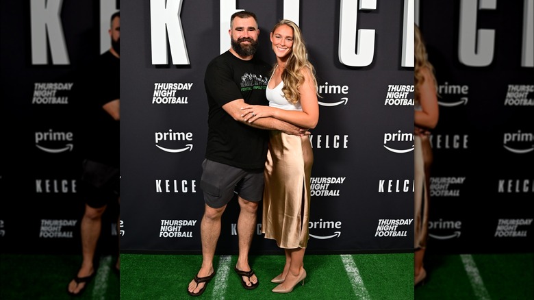 Jason Kelce hugging Kylie Kelce