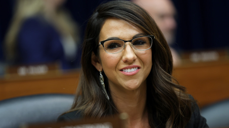 Lauren Boebert smiles with glasses on