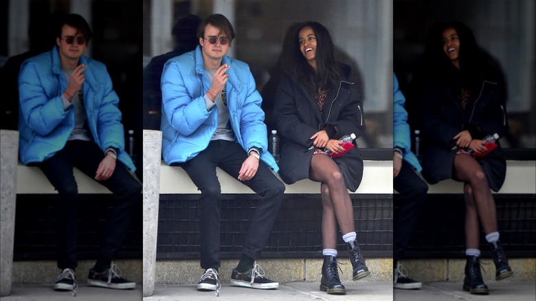  Rory Farquharson, Malia Obama seated on ledge