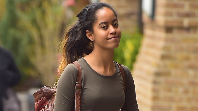 Malia Obama wearing backpack