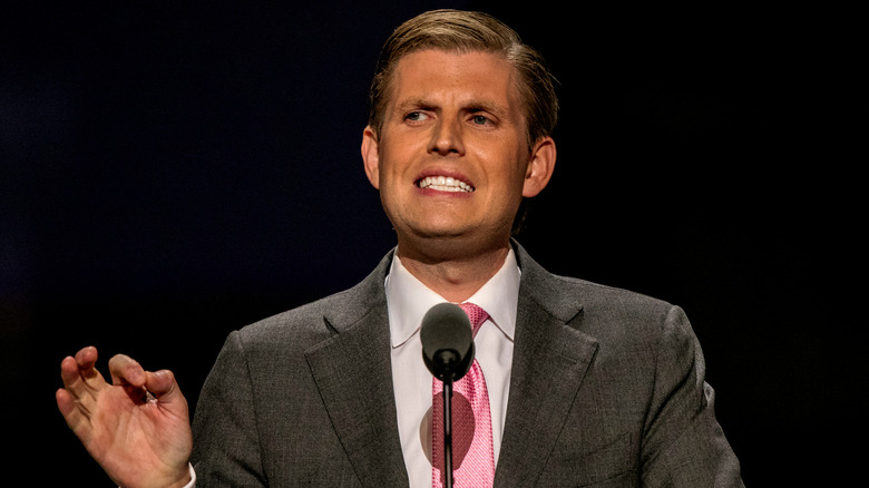 Eric Trump giving speech onstage