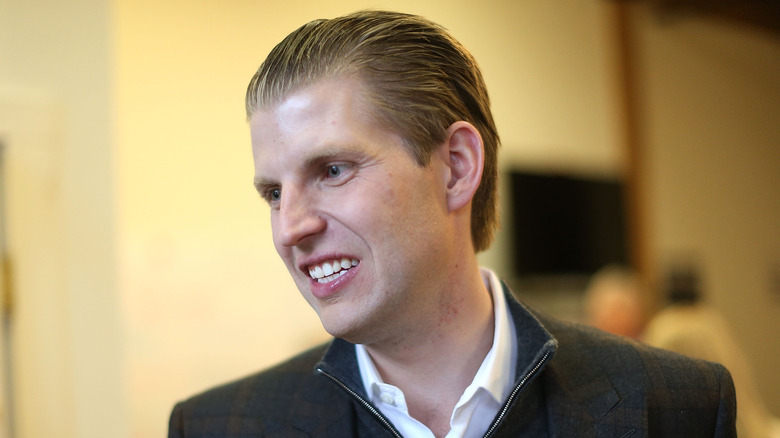 Eric Trump speaking to press