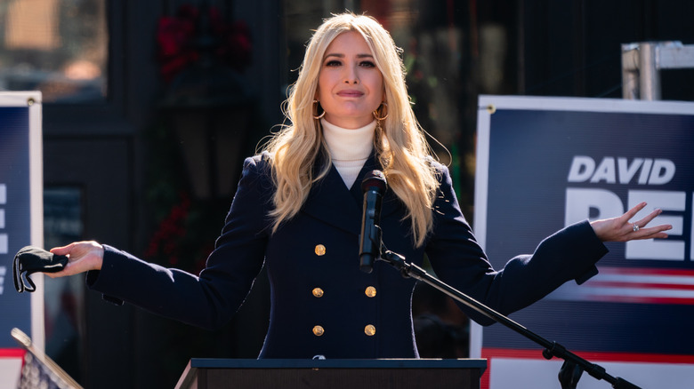 Ivanka Trump shrugging onstage