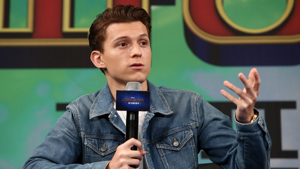 Tom Holland at a Spider-Man: Far From Home press conferece