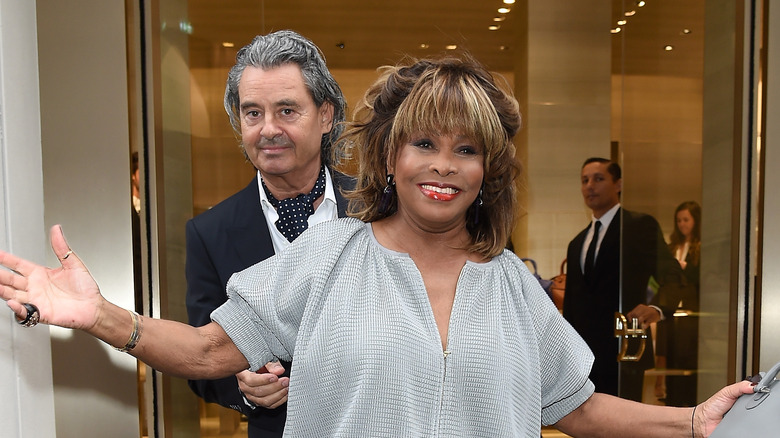 Tina Turner and Erwin Bach smiling 