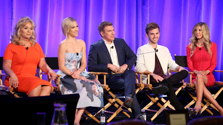 The Chrisley family speaking at a panel