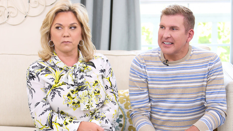 Julie Todd Chrisley unhappy on sofa