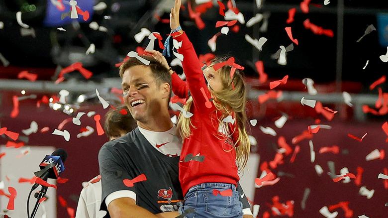 Tom Brady celebrates with daughter Vivian