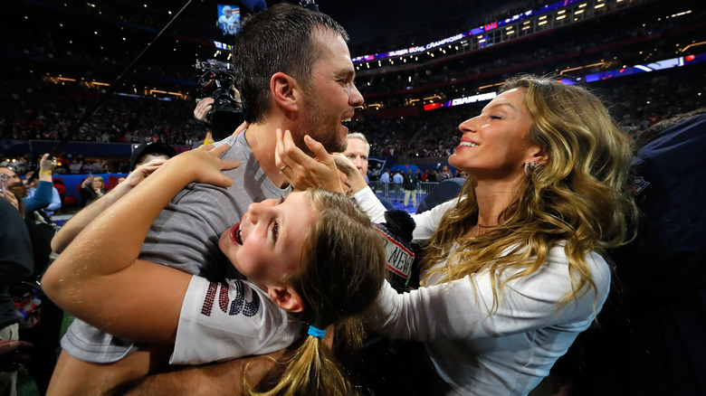 Tom Brady celebrating with his family