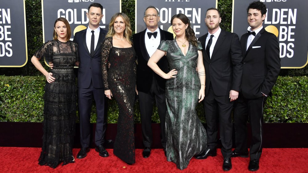 Chet Hanks, Colin Hanks, Tom Hanks, Rita Wilson at the 2020 Golden Globes