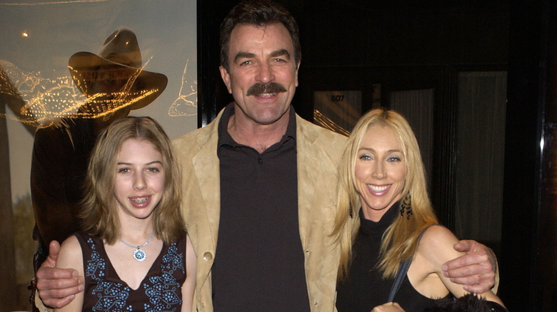 Tom Selleck posing with wife Jillie and daughter Hannah